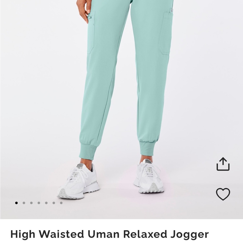 Figs Green Relaxed Track Pants High Waisted Joggers